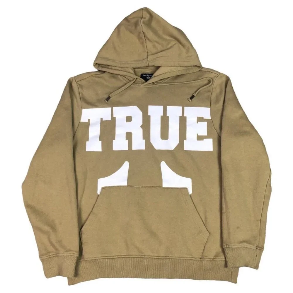 True Religion Spell Out Logo Tan Sweatshirt Adult Size Large